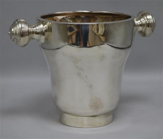 A silver plated two handled wine cooler, height 20.6cm.
